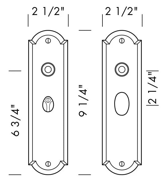Interior Mortise Lock Privacy Door Set (CS-F-A408IML-PR) — dibujo de especificaciones y dimensiones