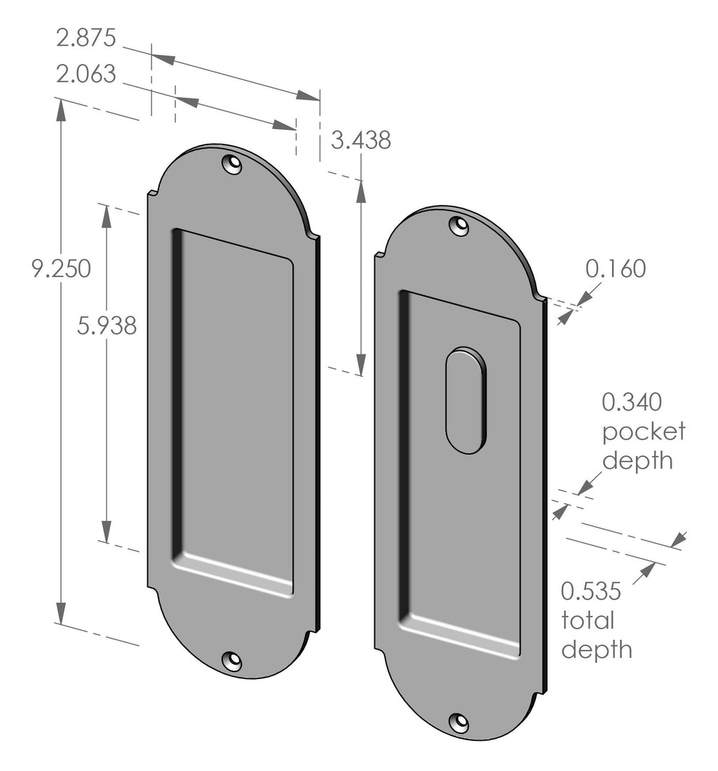 Arch Patio Function Pocket Door Set (CS-FP-A402ML-PF) — dibujo de especificaciones y dimensiones