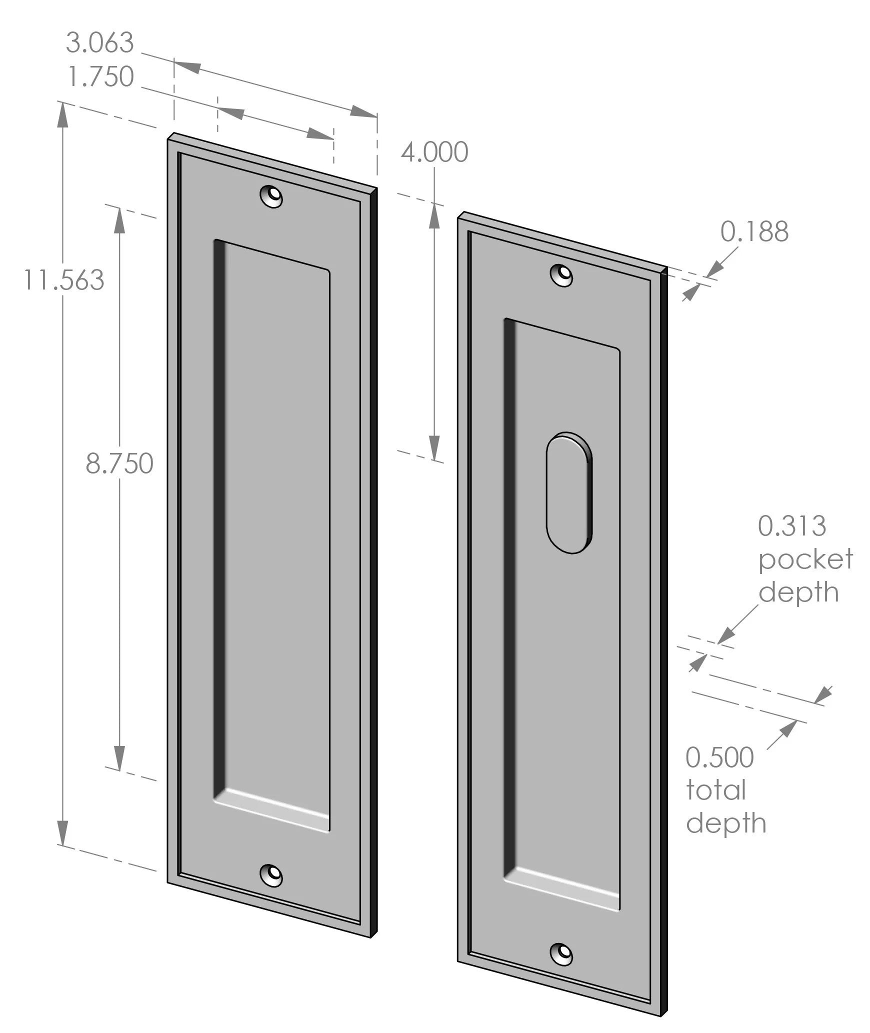 Bandbox Patio Function Pocket Door Set (CS-FP1516ML-PF) — dibujo de especificaciones y dimensiones