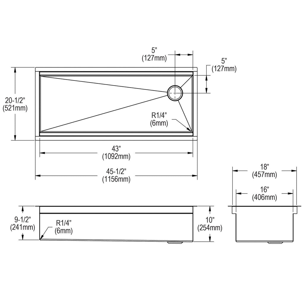 Elkay Tarja Circuit Chef® Workstation Acero Inoxidable 45-1/2" x 20-1/2" x 10" de Un Tazón Bajo Cubierta (Kit con Tablas de Polímero Blanco) — vista de producto