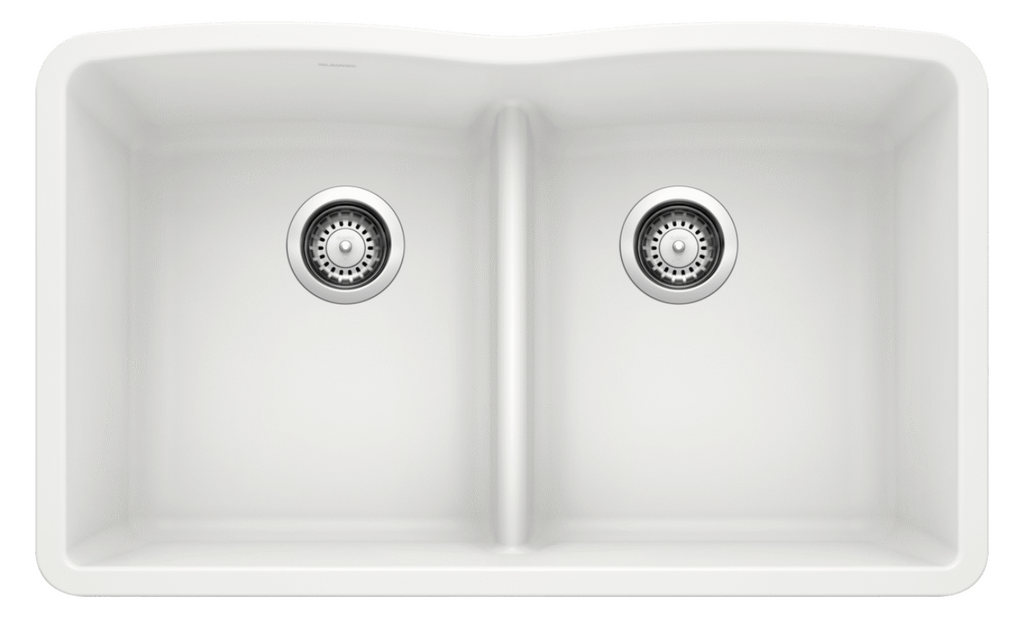 Blanco Diamond Equal Double Low Divide — Tarja de Silgranit en acabado White