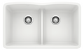Blanco Diamond Equal Double Low Divide — Tarja de Silgranit en acabado White