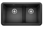 Blanco Ikon 33″ Apron Low Divide — Tarja de Silgranit en acabado Anthracite