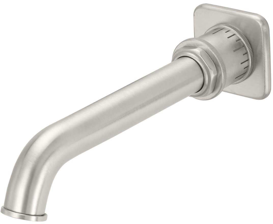 California Faucets Steampunk Bay Pico de Tina de Pared de Lujo - Níquel Satinado