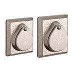 Baldwin Hardware Reserve Cerrojo Rustic Square — Bronce blanco (doble cilindro)