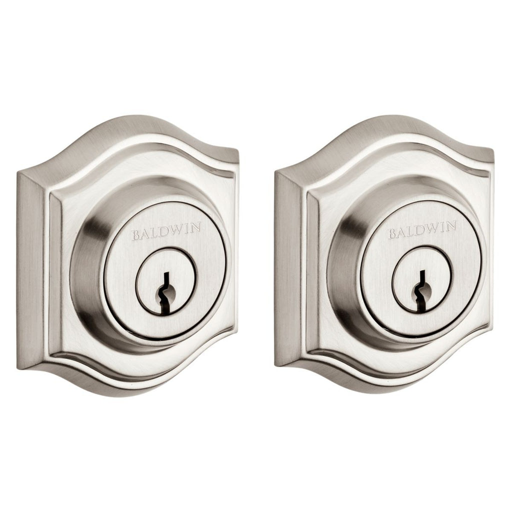 Baldwin Hardware Reserve Cerrojo Traditional Arch — Níquel satinado (doble cilindro)