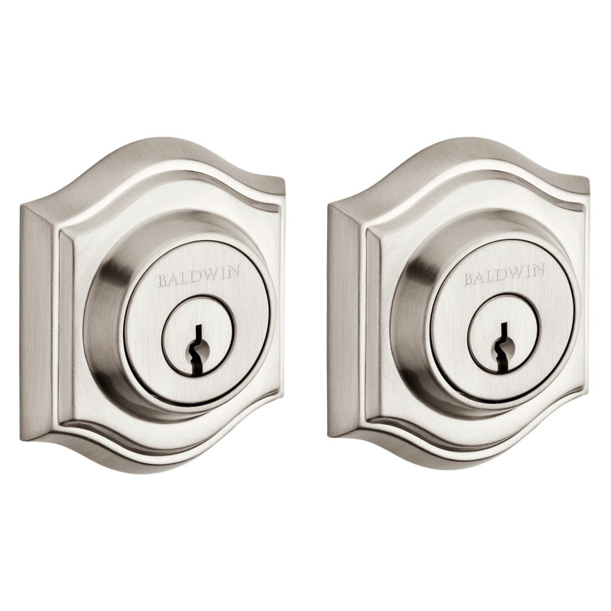 Baldwin Hardware Reserve Cerrojo Traditional Arch — Níquel satinado (doble cilindro)