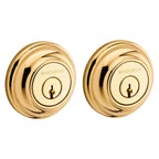 Baldwin Hardware Reserve Cerrojo Traditional Round — Latón pulido Lifetime (PVD) (doble cilindro)