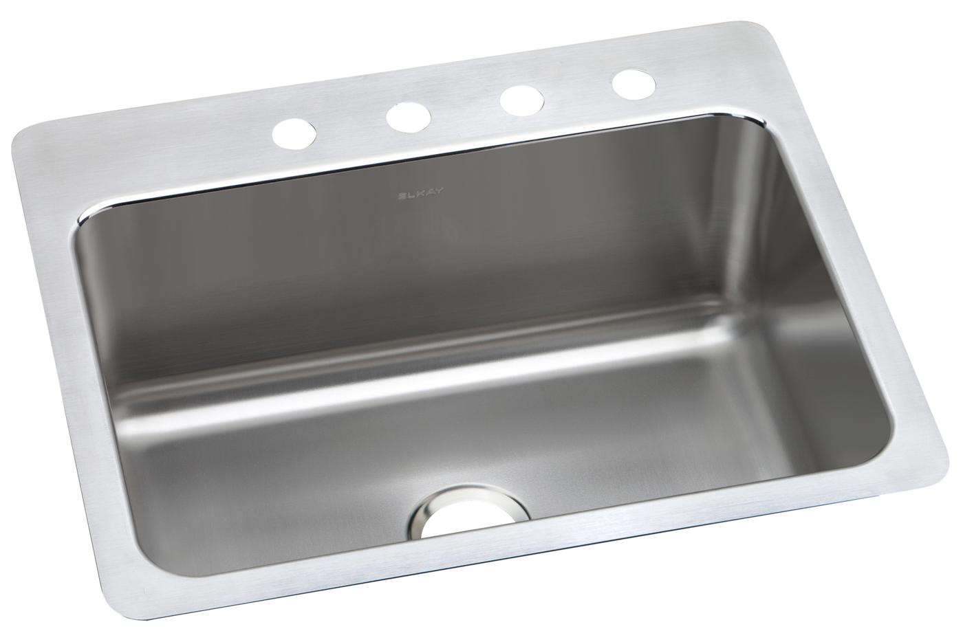 Elkay Tarja Lustertone® Classic Acero Inoxidable 27" x 22" x 10" de Un Tazón de Doble Montaje with Perfect Drain® — vista de producto