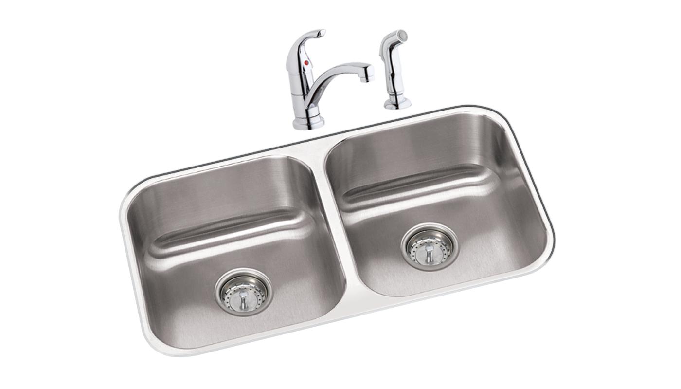 Elkay Tarja Dayton® Acero Inoxidable 31-3/4" x 18-1/4" x 8" de Dos Tazones Iguales Bajo Cubierta — vista de producto