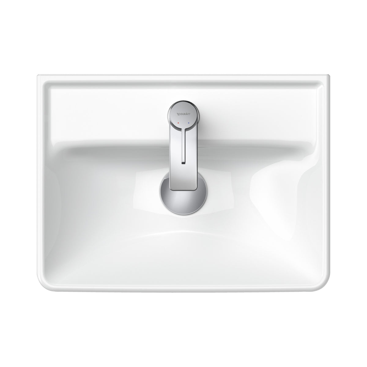 Duravit D-Neo lavabo de Pared Blanco Brillante — vista superior