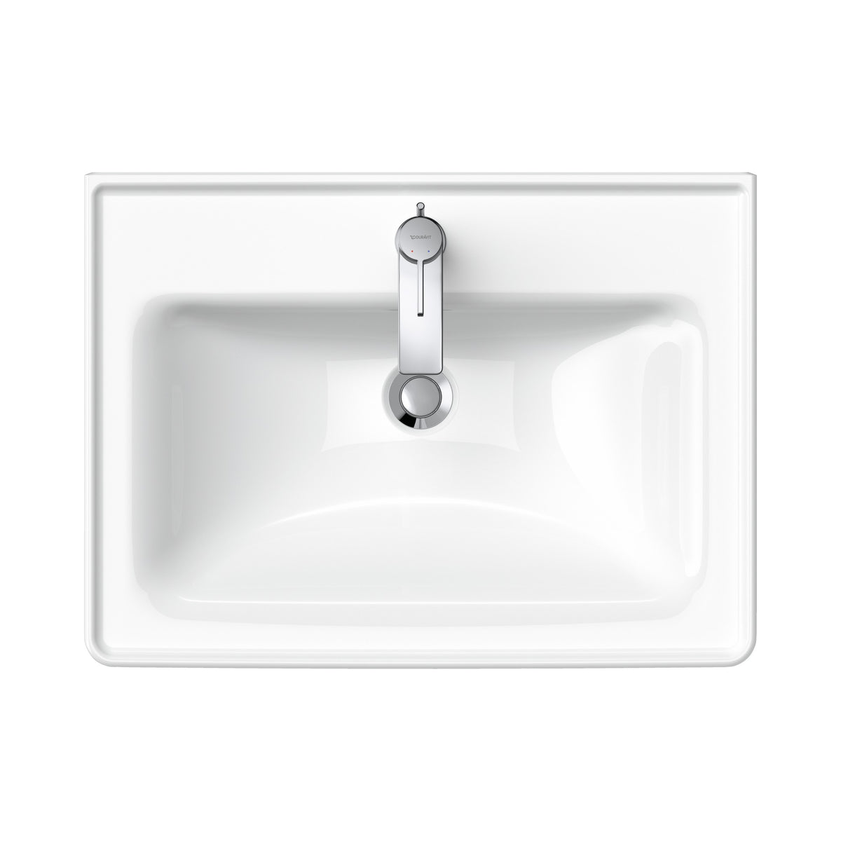 Duravit D-Neo lavabo de Pared Blanco Brillante — vista superior