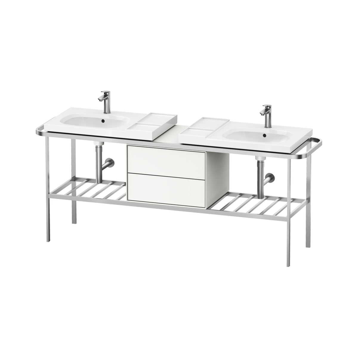 Duravit Aurena Consola para Lavabo 197 cm — Toalleros a Ambos Lados — Blanco Satinado Mate