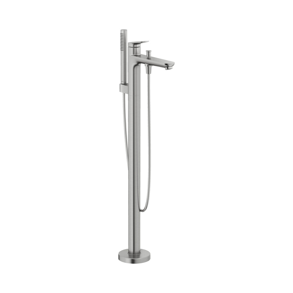 Duravit No.1 Llenador de Tina de Piso con Regadera de Mano — Níquel Cepillado