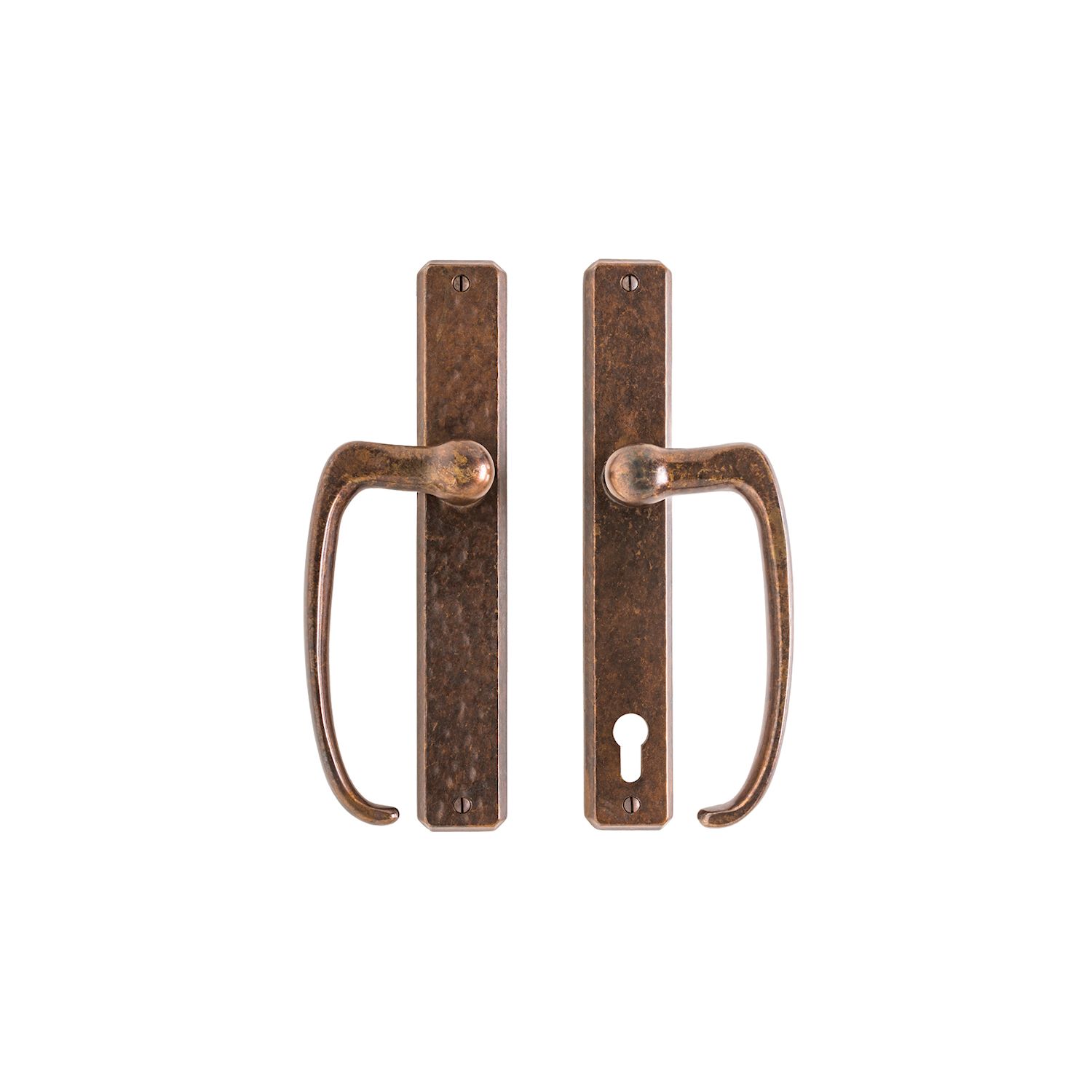 erraje para Puerta Corrediza Hammered 1 3/4" x 11" (cilindro perfil) — Rocky Mountain Hardware bronce macizo