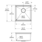 Elkay Tarja Crosstown® Calibre 18 Workstation Acero Inoxidable 18-1/2" x 18-1/2" x 8-3/4" de Un Tazón Bajo Cubierta (Kit) — vista de producto