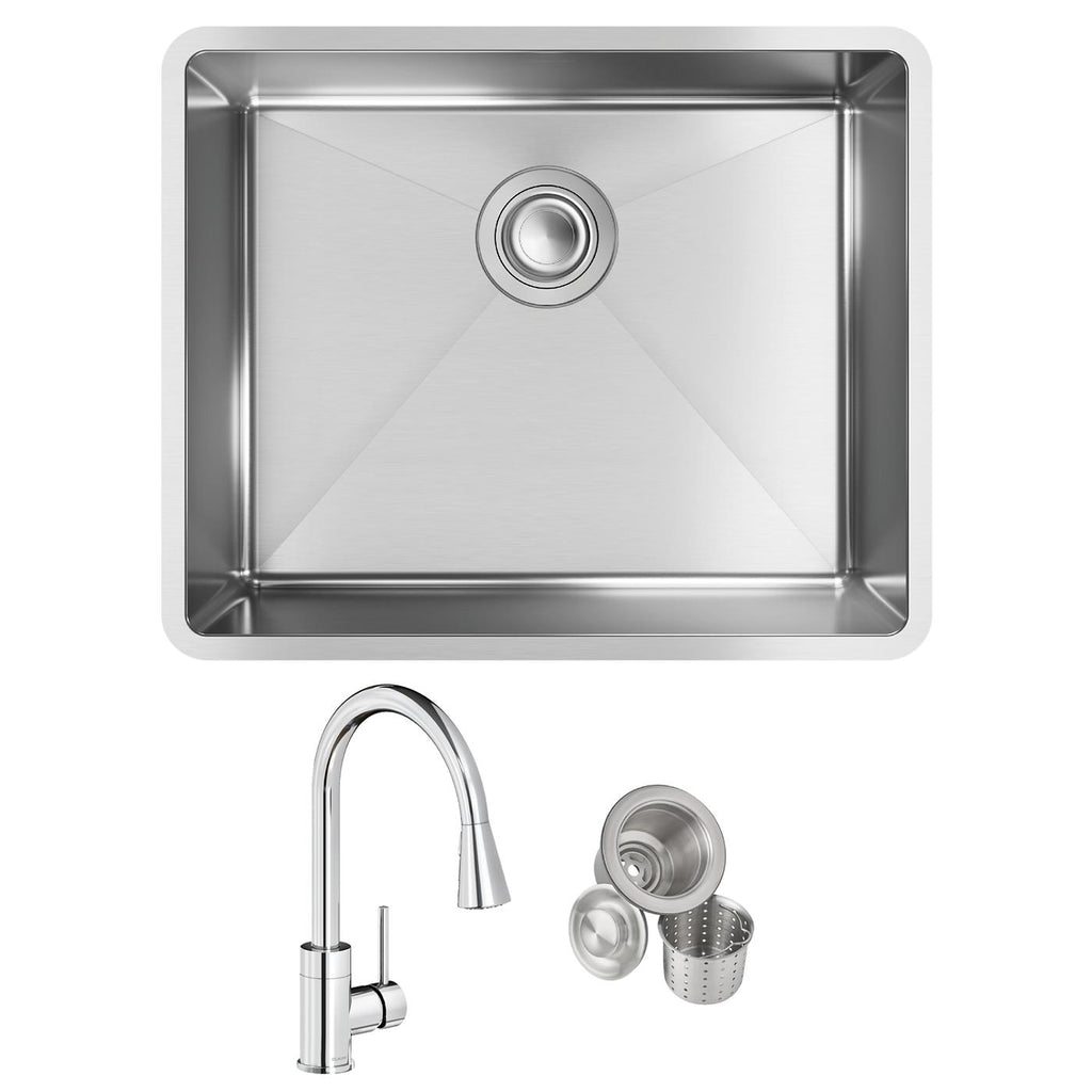 Elkay Tarja Crosstown® Calibre 18 Acero Inoxidable 22-1/2" x 18-1/2" x 9" de Un Tazón Bajo Cubierta (Kit con Llave y Drenaje) — ambiente de cocina