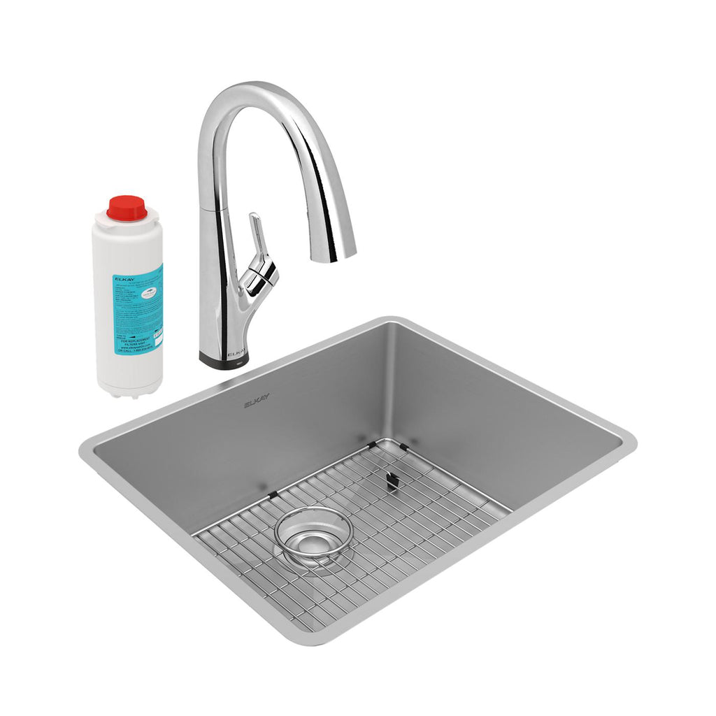 Elkay Tarja Crosstown® Calibre 18 Acero Inoxidable 22-1/2" x 18-1/2" x 9" de Un Tazón Bajo Cubierta (Kit con Llave Filtrada) — vista de producto