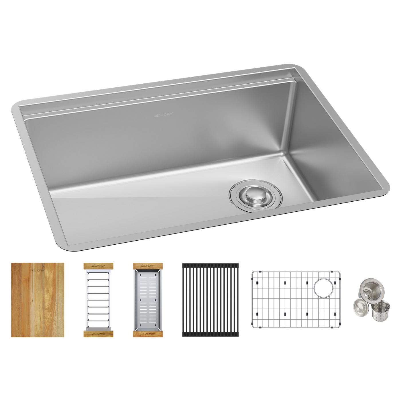 Elkay Tarja Crosstown® Calibre 18 Workstation Acero Inoxidable 25-1/2" x 18-1/2" x 9" de Un Tazón Bajo Cubierta (Kit) — vista de producto
