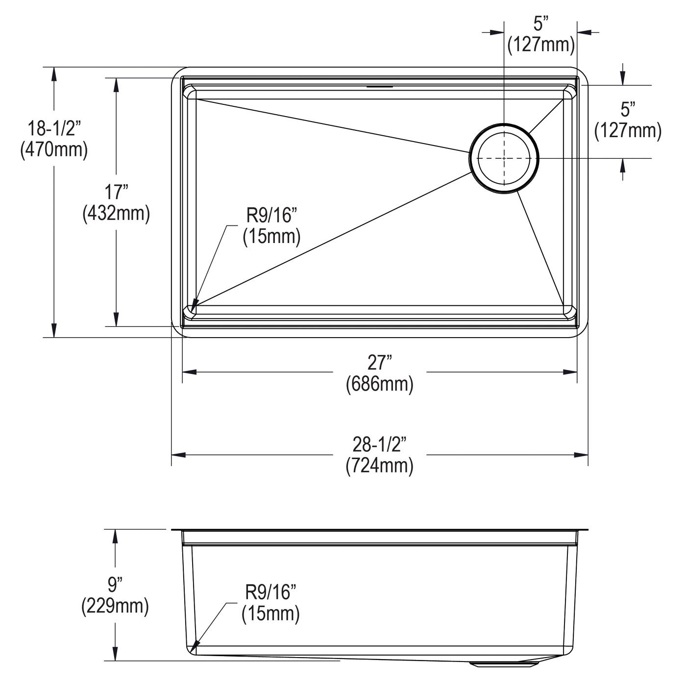 Elkay Tarja Crosstown® Calibre 18 Workstation Acero Inoxidable 28-1/2" x 18-1/2" x 8-1/2" de Un Tazón Bajo Cubierta (Kit) — vista de producto