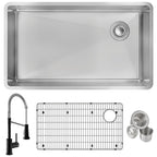 Elkay Tarja Crosstown® Calibre 18 Acero Inoxidable 31-1/2" x 18-1/2" x 9" de Un Tazón Bajo Cubierta (Kit con Llave Rejilla de Fondo y Drenaje) — ambiente de cocina