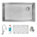 Elkay Tarja Crosstown® Calibre 18 Acero Inoxidable 31-1/2" x 18-1/2" x 9" de Un Tazón Bajo Cubierta (Kit con Llave Filtrada) — ambiente de cocina