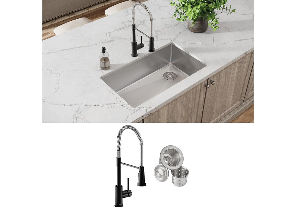 Elkay Tarja Crosstown® Calibre 18 Acero Inoxidable 31-1/2" x 18-1/2" x 9" de Un Tazón Bajo Cubierta (Kit con Llave y Drenaje) — ambiente de cocina