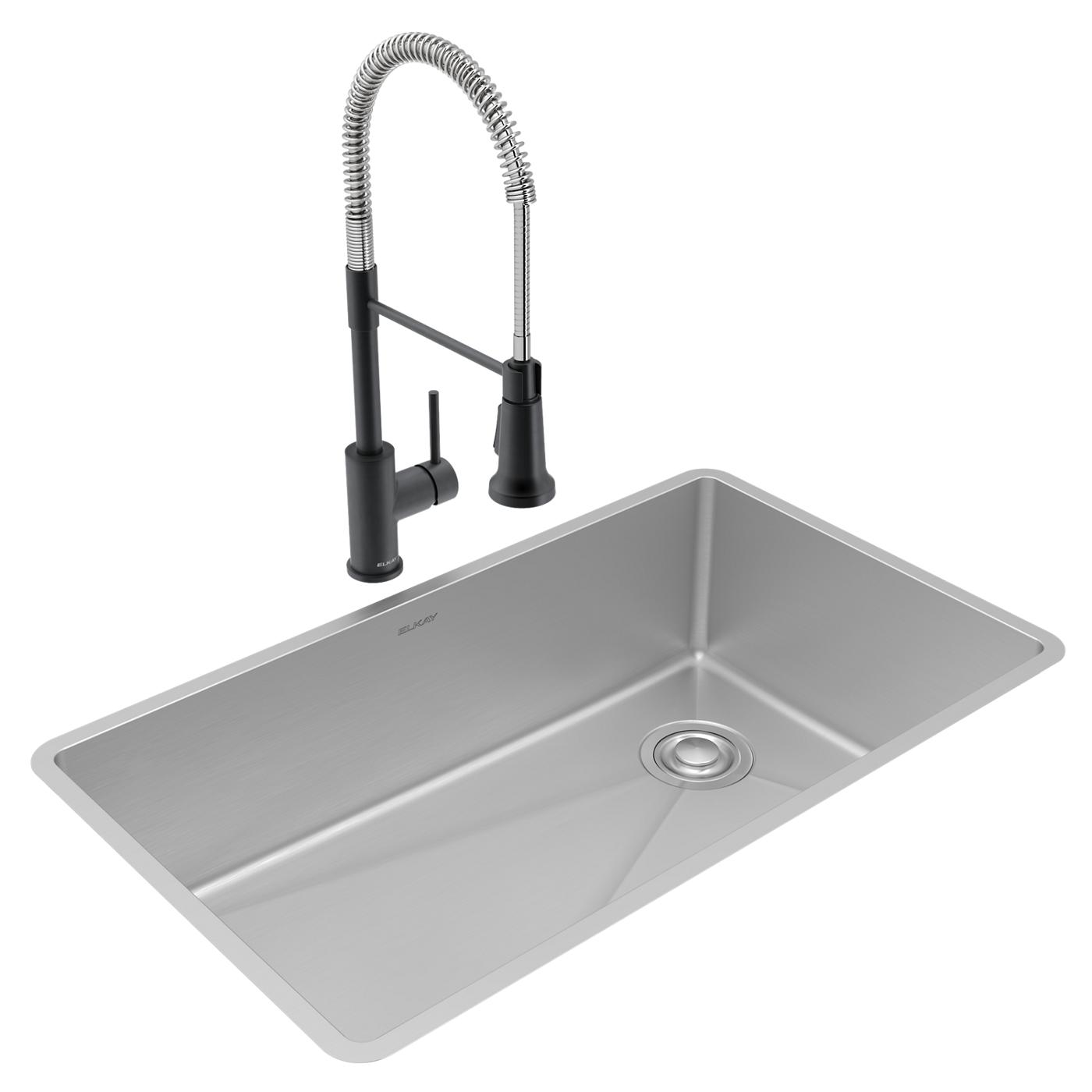 Elkay Tarja Crosstown® Calibre 18 Acero Inoxidable 31-1/2" x 18-1/2" x 9" de Un Tazón Bajo Cubierta (Kit con Llave y Drenaje) — vista de producto