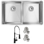 Elkay Tarja Crosstown® Calibre 18 Acero Inoxidable 31-1/2" x 18-1/2" x 9" de Dos Tazones Iguales Bajo Cubierta (Kit con Llave y Drenaje) — ambiente de cocina