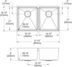 Elkay Tarja Crosstown® Calibre 18 Acero Inoxidable 31-1/2" x 18-1/2" x 9" de Dos Tazones Iguales Bajo Cubierta (Kit) — vista de producto