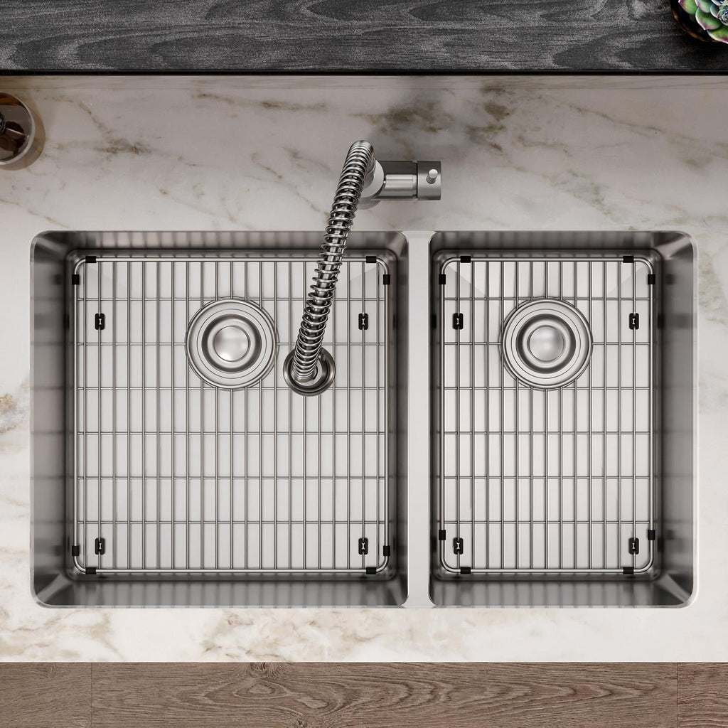 Elkay Tarja Crosstown® Calibre 18 Acero Inoxidable 31-1/2" x 18-1/2" x 9" 60/40 de Dos Tazones Bajo Cubierta (Kit) — ambiente de cocina