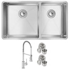 Elkay Tarja Crosstown® Calibre 18 Acero Inoxidable 31-1/2" x 18-1/2" x 9" 60/40 de Dos Tazones Bajo Cubierta (Kit con Llave y Drenaje) — ambiente de cocina