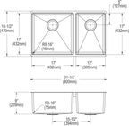 Elkay Tarja Crosstown® Calibre 18 Acero Inoxidable 31-1/2" x 18-1/2" x 9" 60/40 de Dos Tazones Bajo Cubierta (Kit) — vista de producto