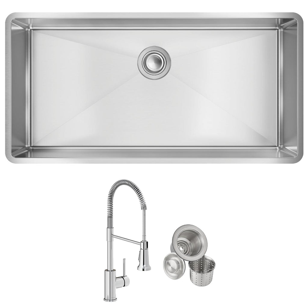 Elkay Tarja Crosstown® Calibre 18 Acero Inoxidable 36-1/2" x 18-1/2" x 9" de Un Tazón Bajo Cubierta (Kit con Llave y Drenaje) — ambiente de cocina