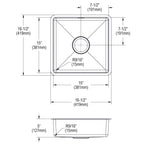Elkay Tarja Crosstown® Calibre 18 Acero Inoxidable 16-1/2" x 16-1/2" x 5" de Un Tazón Bajo Cubierta — vista de producto