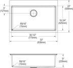 Elkay Tarja Crosstown® Calibre 18 Acero Inoxidable 33" x 22" x 9" de Un Tazón de Doble Montaje (Kit) — vista de producto
