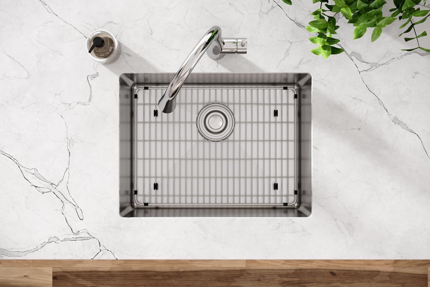 Elkay Tarja Crosstown® Calibre 16 Acero Inoxidable 23-1/2" x 18-1/4" x 10" de Un Tazón Bajo Cubierta (Kit) — ambiente de cocina