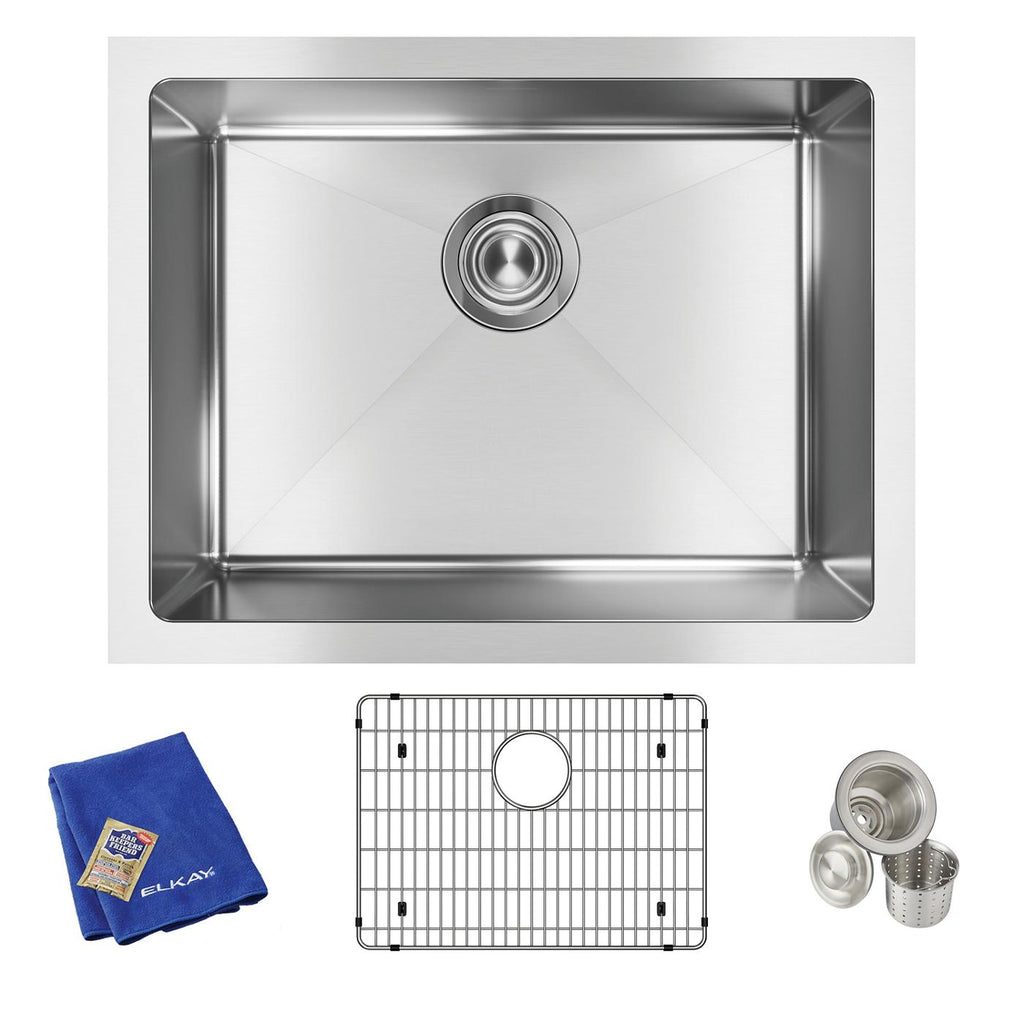 Elkay Tarja Crosstown® Calibre 16 Acero Inoxidable 23-1/2" x 18-1/4" x 8" de Un Tazón Bajo Cubierta (Kit) — vista de producto
