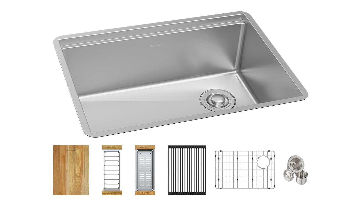 Elkay Tarja Crosstown® Calibre 18 Workstation Acero Inoxidable 25-1/2" x 18-1/2" x 9" de Un Tazón Bajo Cubierta (Kit) — vista de producto