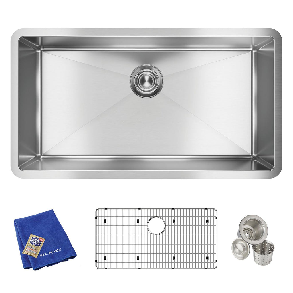 Elkay Tarja Crosstown® Calibre 16 Acero Inoxidable 32-1/2" x 18" x 10" de Un Tazón Bajo Cubierta (Kit) — vista de producto