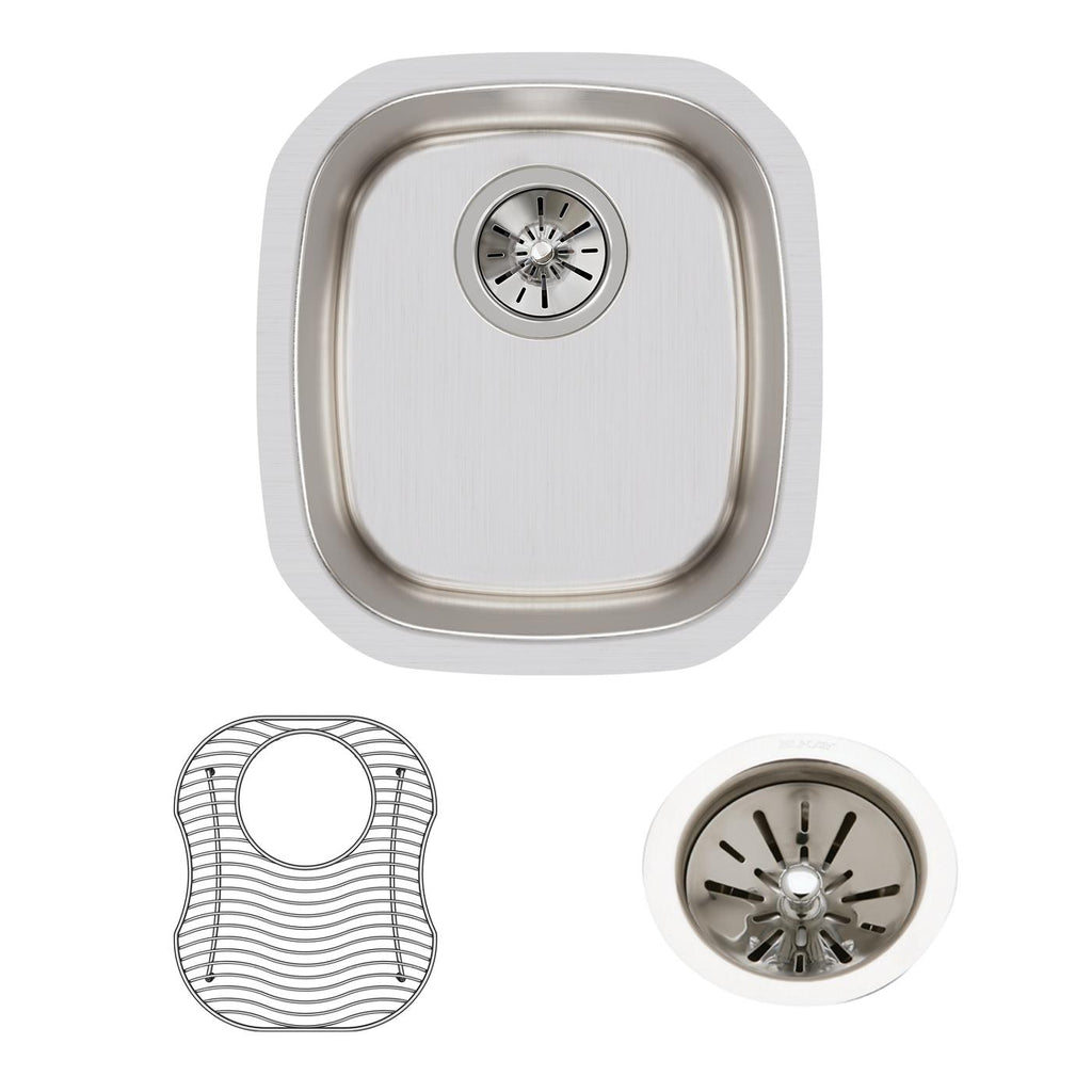 Elkay Tarja Lustertone® Classic Acero Inoxidable 14-1/4" x 15-3/4" x 5-15/16" de Un Tazón Bajo Cubierta (Kit) — ambiente de cocina