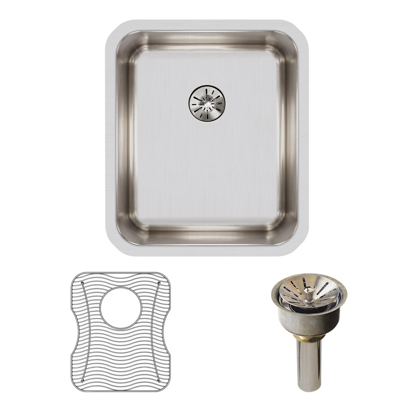 Elkay Tarja Lustertone® Classic Acero Inoxidable 16" x 18-1/2" x 7-7/8" de Un Tazón Bajo Cubierta (Kit) with Perfect Drain® — ambiente de cocina