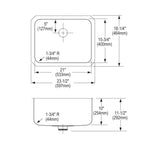 Elkay Tarja Lustertone® Classic Acero Inoxidable 23-1/2" x 18-1/4" x 10" de Un Tazón Bajo Cubierta with Perfect Drain® — vista de producto