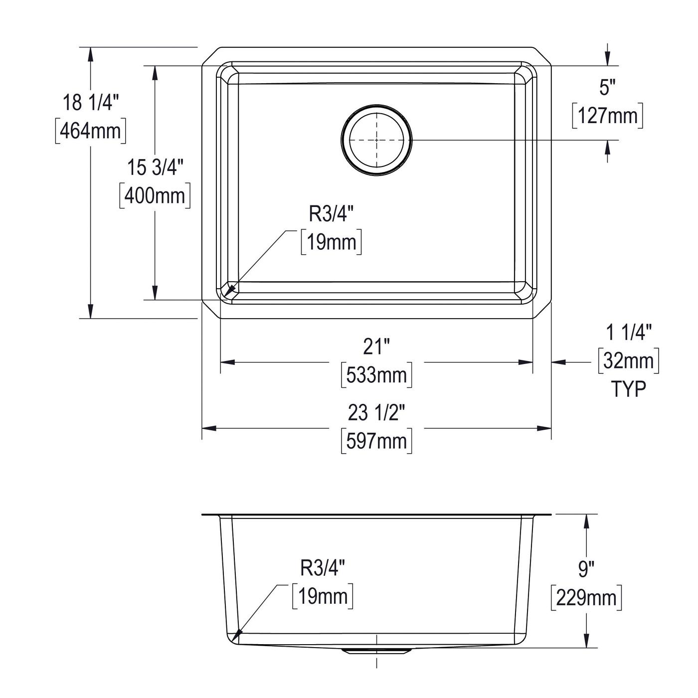 Elkay Tarja Lustertone Iconix® Calibre 18 Acero Inoxidable 23-1/2" x 18-1/4" x 9" de Un Tazón Bajo Cubierta — vista de producto