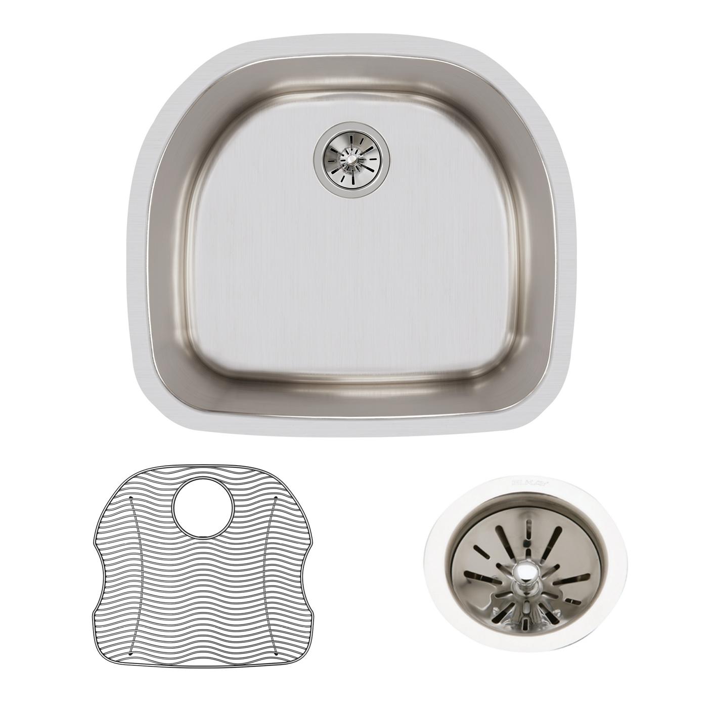Elkay Tarja Lustertone® Classic Acero Inoxidable 23-5/8" x 21-1/4" x 7-1/2" de Un Tazón Bajo Cubierta (Kit) — ambiente de cocina