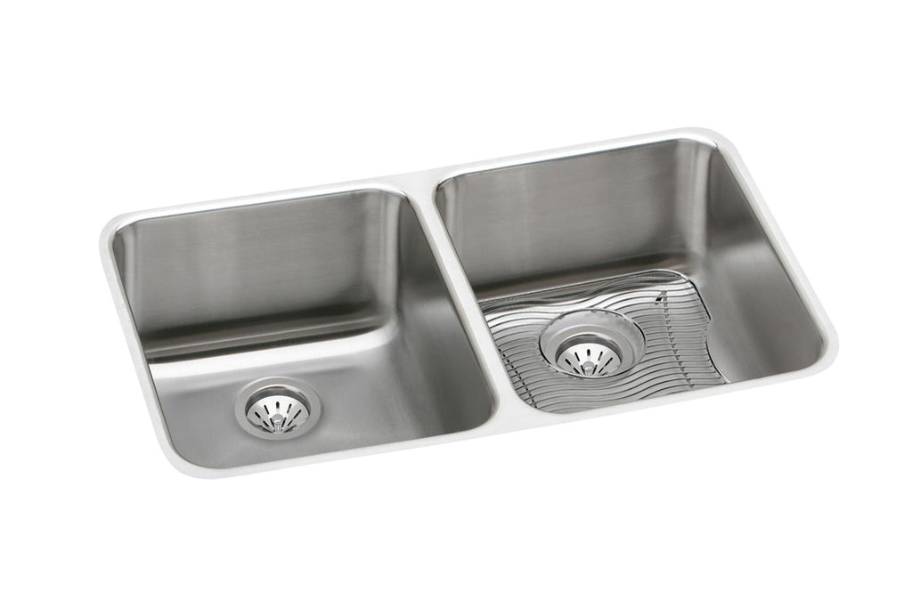 Elkay Tarja Lustertone® Classic Acero Inoxidable 32-3/4" x 21" x 9" 60/40 de Dos Tazones Bajo Cubierta with Perfect Drain® — vista de producto