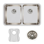 Elkay Tarja Lustertone® Classic Acero Inoxidable 30-3/4" x 18-1/2" x 10" de Dos Tazones Iguales Bajo Cubierta (Kit) with Right Drain — ambiente de cocina