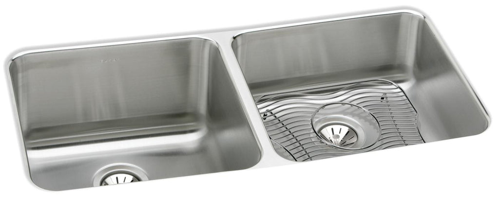 Elkay Tarja Lustertone® Classic Acero Inoxidable 30-3/4" x 18-1/2" x 10" de Dos Tazones Iguales Bajo Cubierta (Kit) with Right Drain — vista de producto