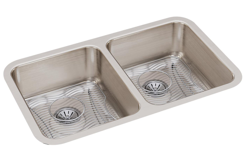 Elkay Tarja Lustertone® Classic Acero Inoxidable 30-3/4" x 18-1/2" x 5-3/8" de Dos Tazones Bajo Cubierta ADA con Perfect Drain® — vista de producto