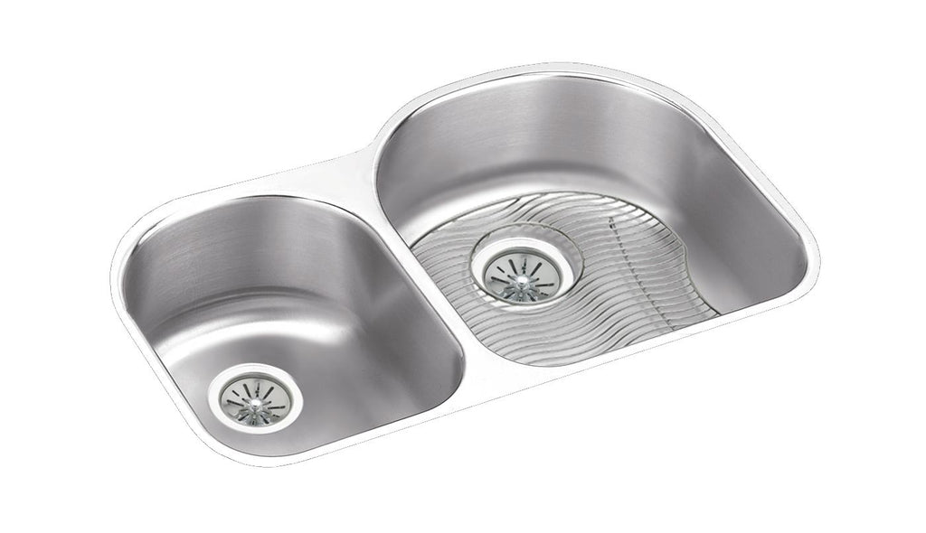 Elkay Tarja Lustertone® Classic Acero Inoxidable 31-1/4" x 20-1/2" x 9-7/8" Offset 60/40 Bowl Bajo Cubierta con Perfect Drain® — vista de producto